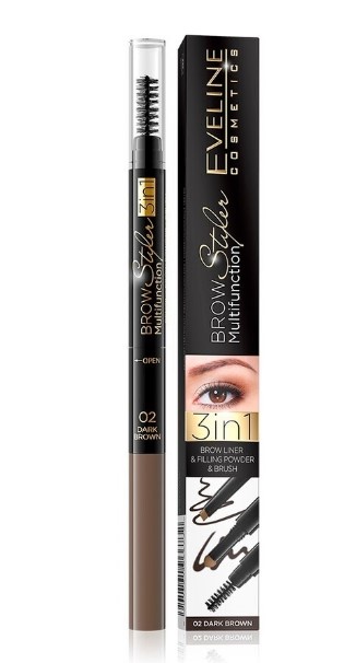 Eyebrow Pencil with Sponge & Brush 3-in-1