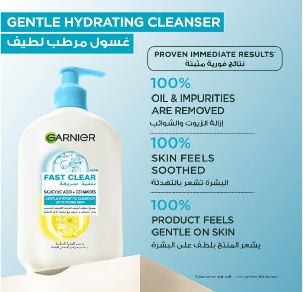 Garnier Fast Clear Gentle Cleanser 250ml
